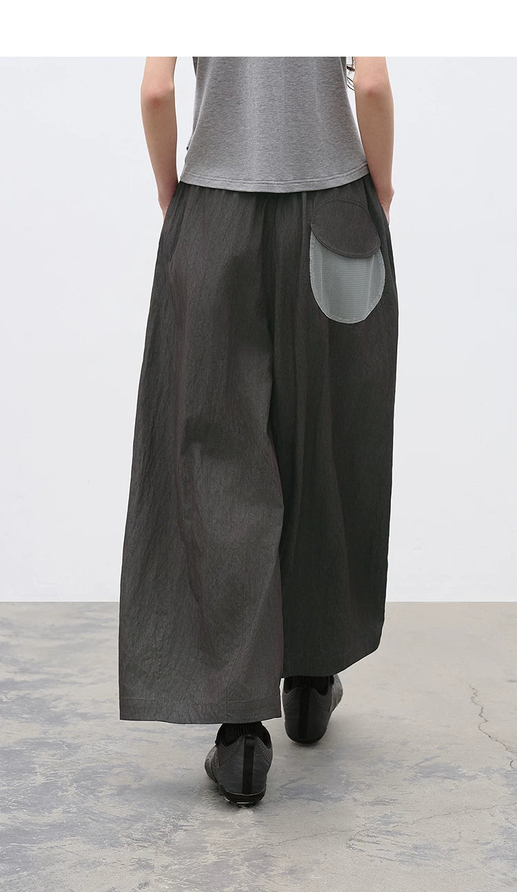 Loose Washed Texture Color-Block Carrot Casual Pants