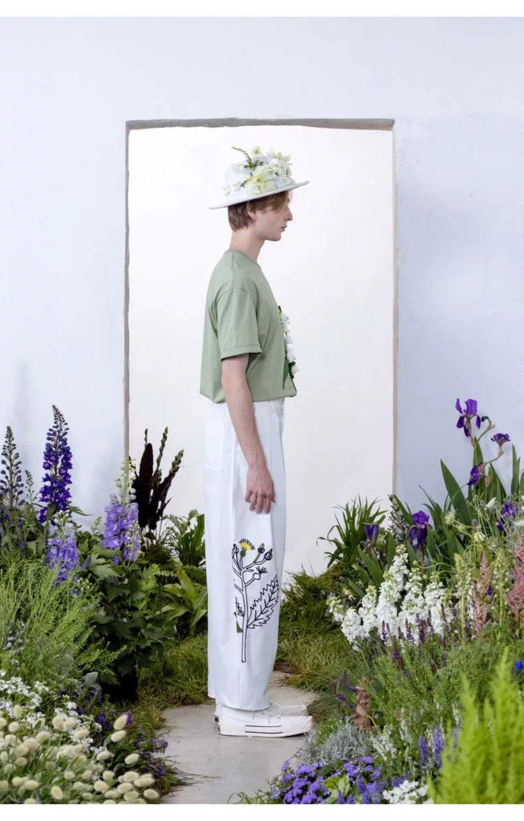 Bellflower Vine Handmade Crochet Appliqué T-Shirt