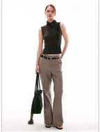 Elegant French Tie-Neck Sleeveless Fitted Top
