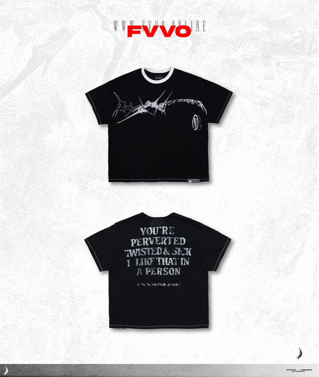 FVVO Slogan Graphic Ringer Tee
