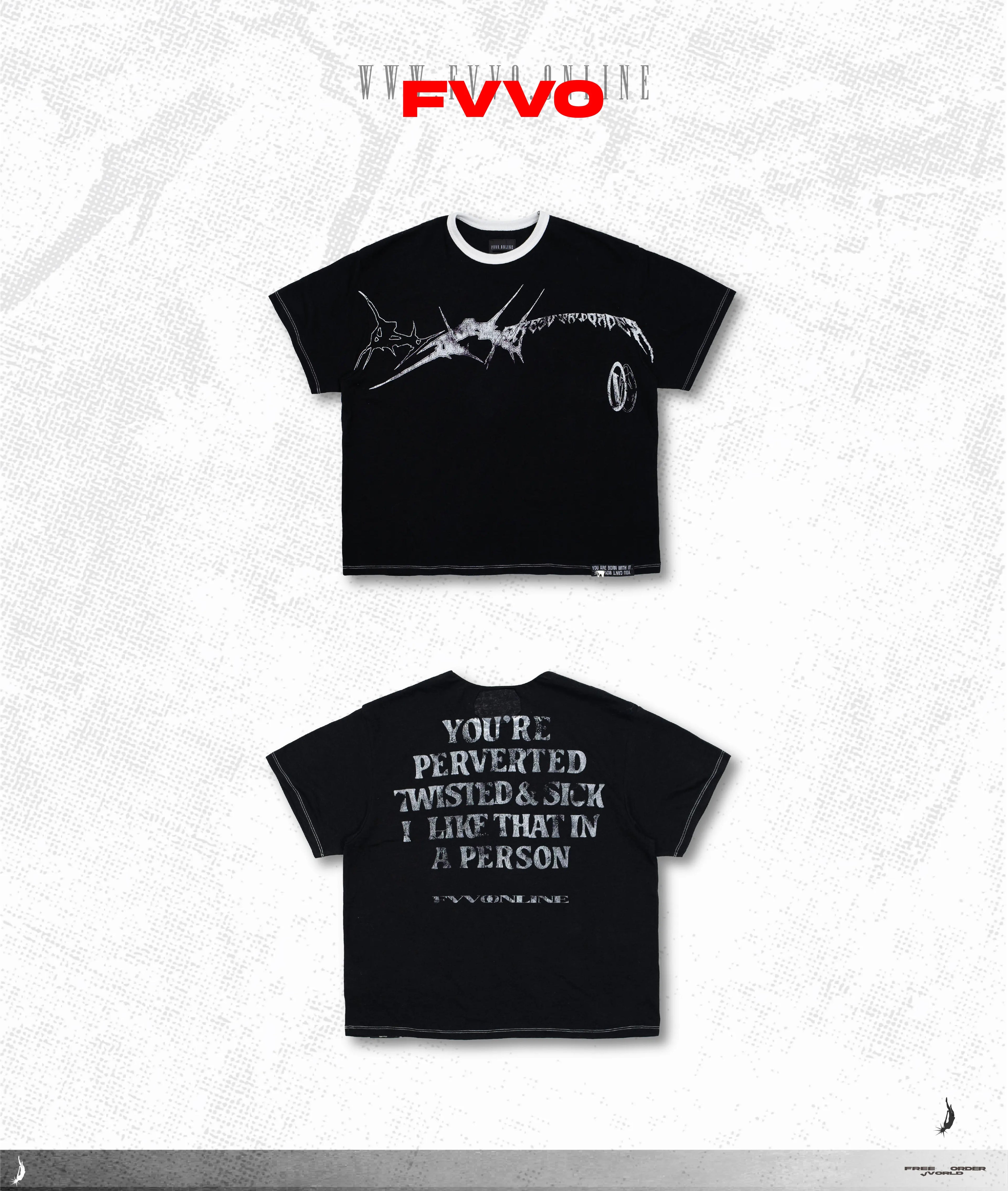 FVVO Slogan Graphic Ringer Tee