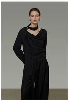Elegant V-Neck Tie Detail Minimalist Shirt