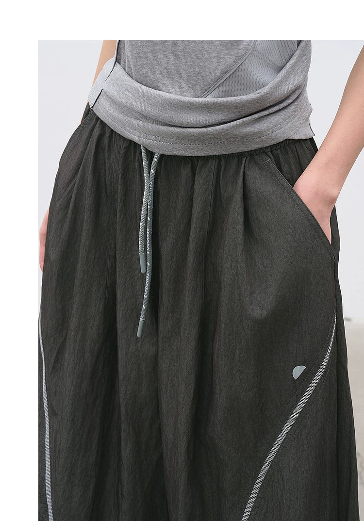 Loose Washed Texture Color-Block Carrot Casual Pants Secondary image