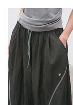 Loose Washed Texture Color-Block Carrot Casual Pants