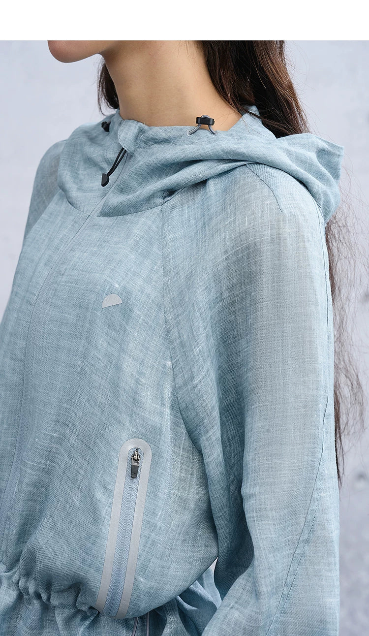 Summer Loose Casual Hooded Jacket with Drawstring Waist