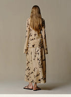 Mulberry Silk Floral Midi Skirt