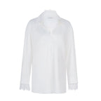 Elegant Lace Trim V-Neck Blouse