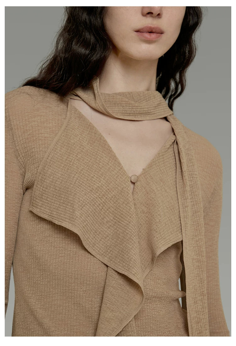 V-Neck Tie Detail Minimalist Knit Top