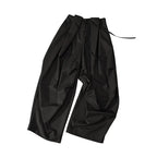Wrinkle-Resistant Draped Wide-Leg Parachute Pants