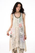 Sleeveless Mid-Length Graffiti Lace Patchwork A-Line Slip Dress