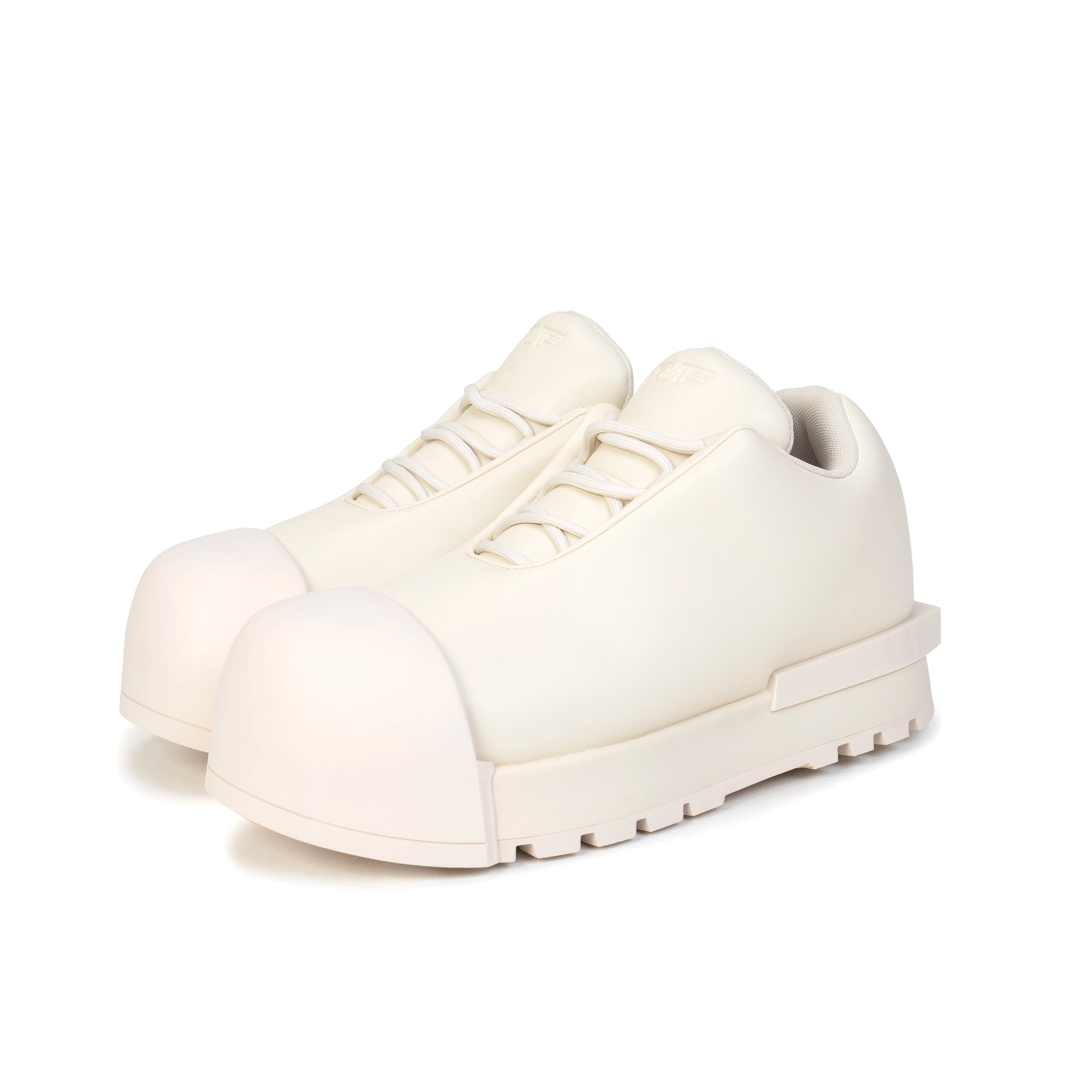 R/F White Architectural Round-Toe Platform Boots