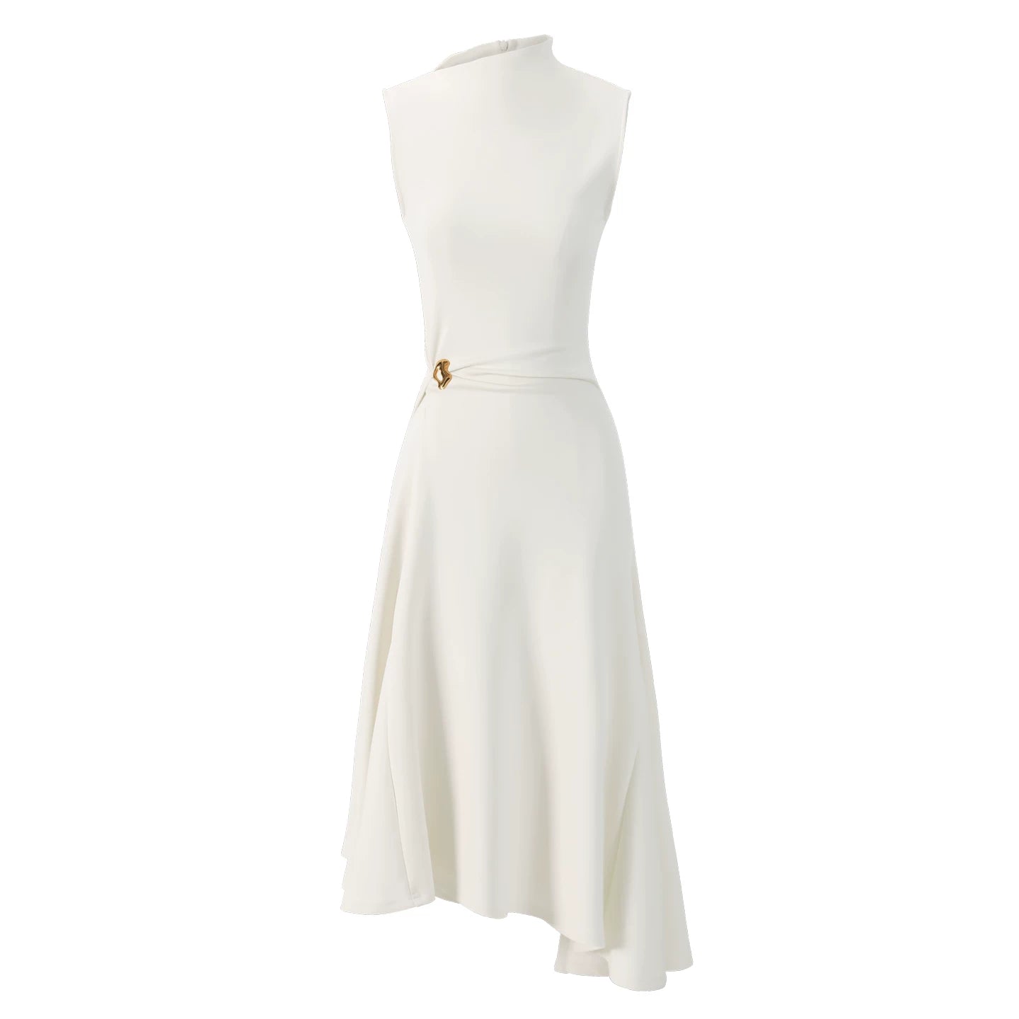 French Style Sleeveless Knot Detail Casual Work Dress Main image