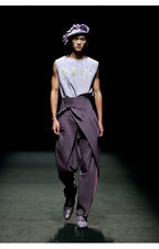 Vintage High-Waist Asymmetric Tulip Tapered Cropped Pants