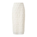 3D Floral Straight Midi Skirt