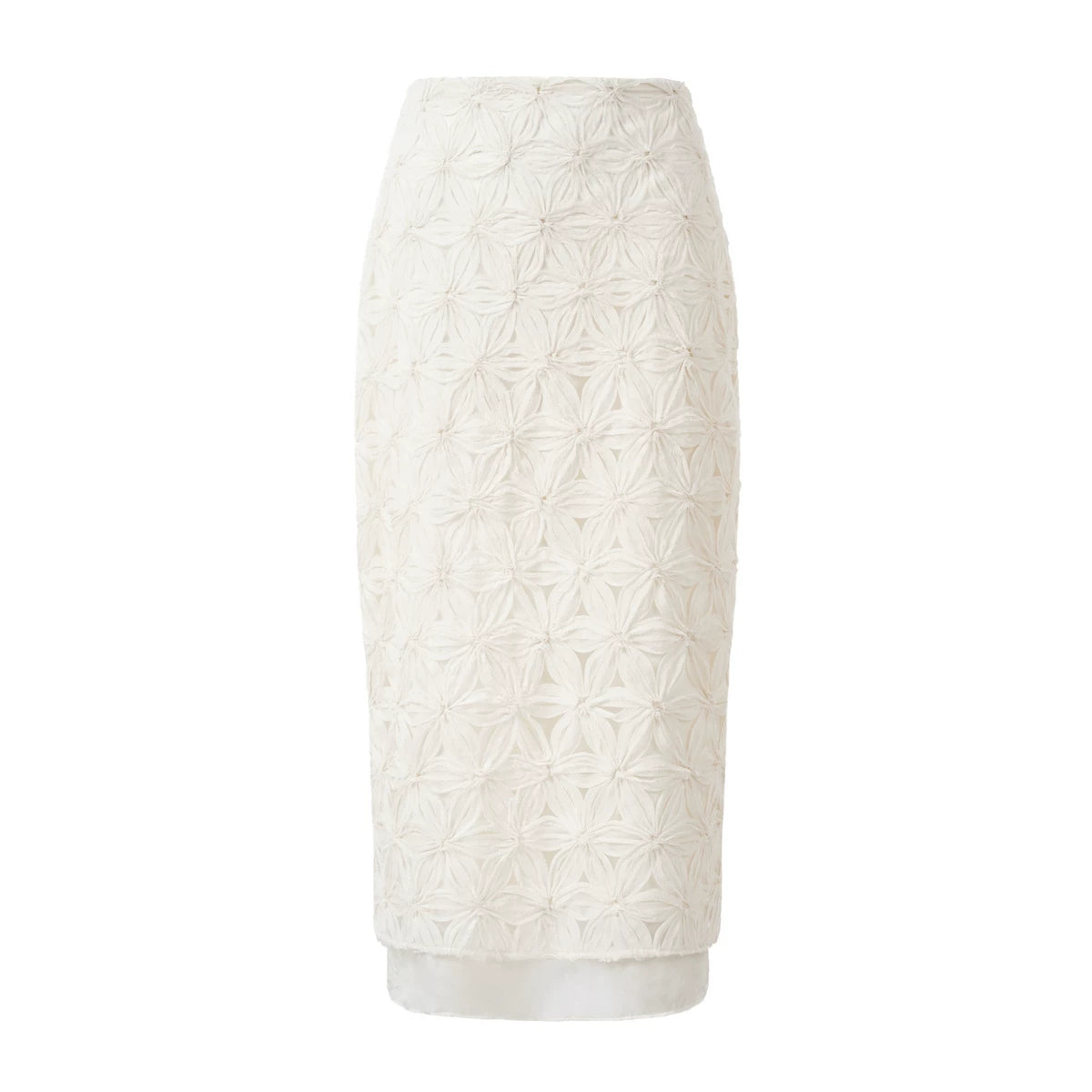 3D Floral Straight Midi Skirt