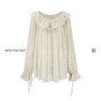 White Paisley Ruffle Collar Blouse