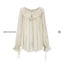 White Paisley Ruffle Collar Blouse