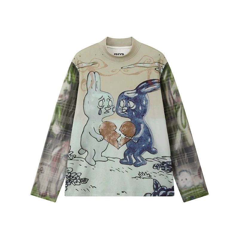 Sad Bunny Graphic Ribbed Long Sleeve T-Shirt – Dreamcore Style