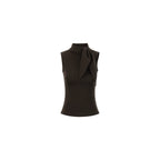 Elegant French Tie-Neck Sleeveless Fitted Top