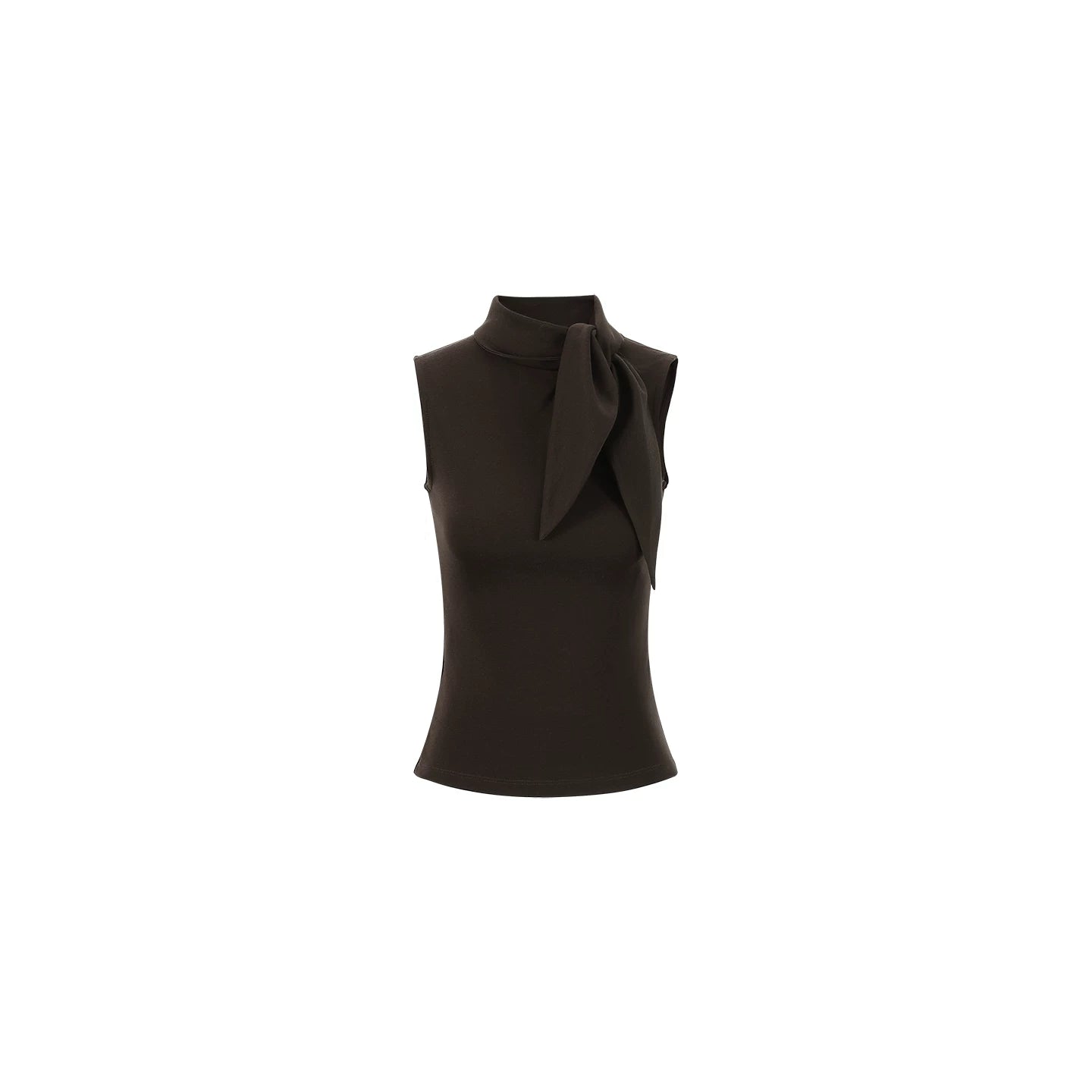 Elegant French Tie-Neck Sleeveless Fitted Top