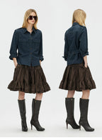 Washed Utility Shirt Jacket with Adjustable Waist