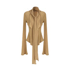 V-Neck Tie Detail Minimalist Knit Top