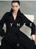 A-Line Hem Waist-Cinching Wool Trench Coat