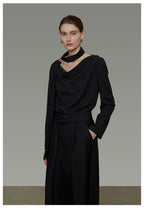 Elegant V-Neck Tie Detail Minimalist Shirt