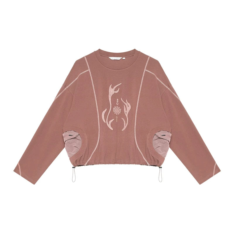 Color Block Crew Neck T-Shirt – Light Sporty Embroidered Patchwork Tee