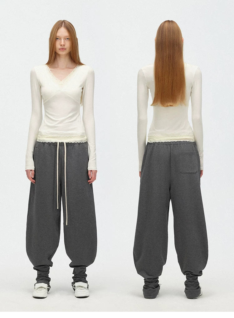 Relaxed Drawstring Jogger Sweatpants