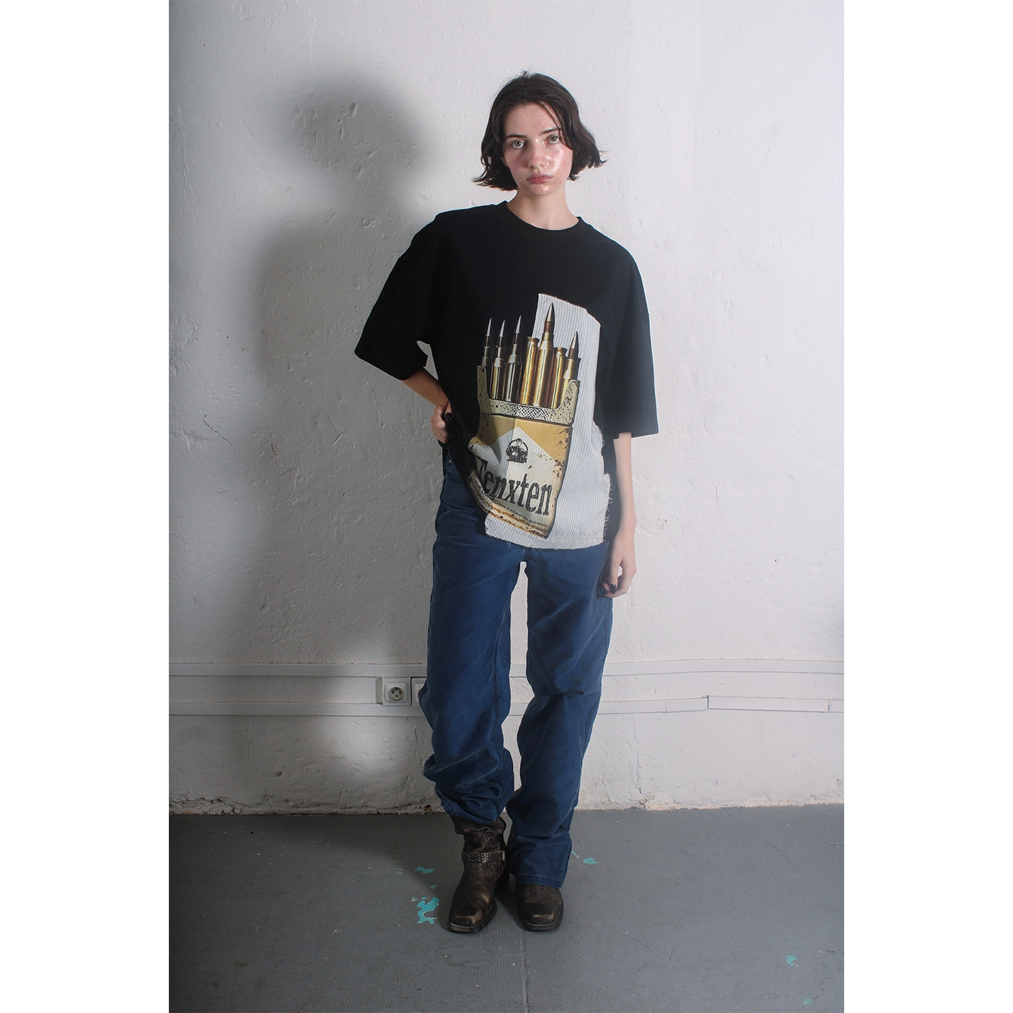 TENXTEN Patchwork Retro Ammo Box Print T-Shirt
