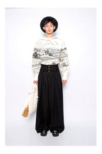 Vintage High-Waist Ruched Loose Wide-Leg Pants