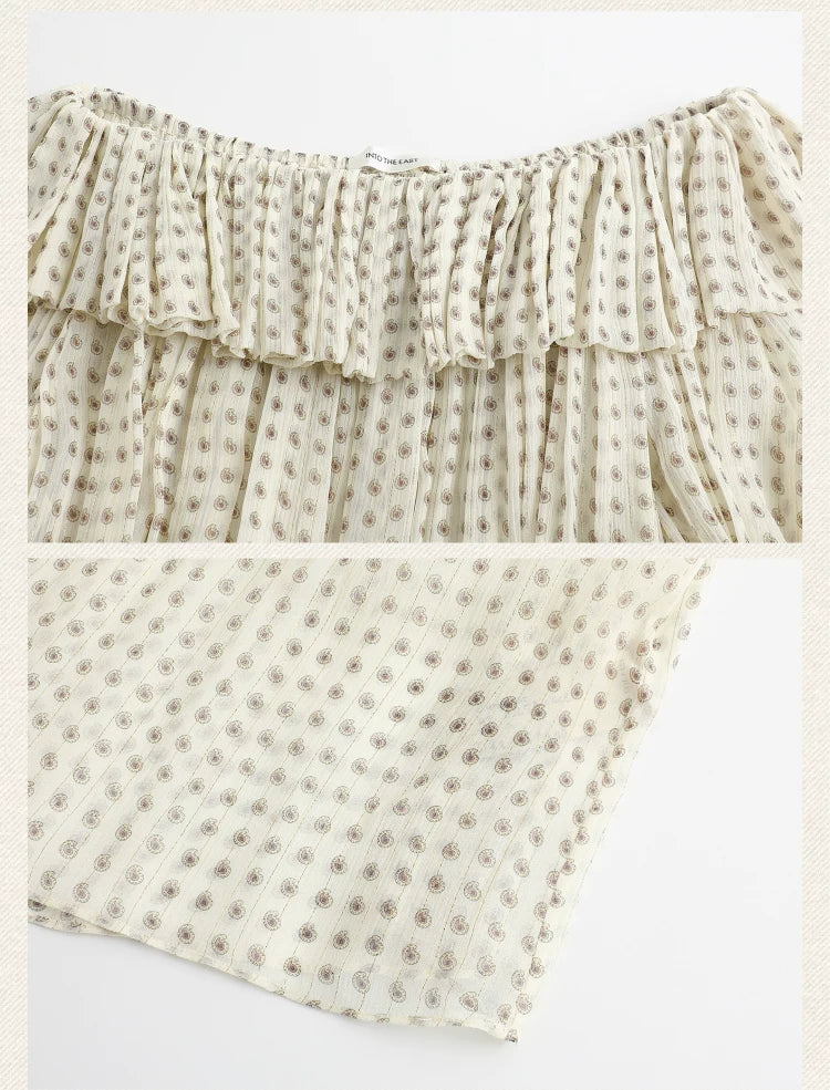 White Paisley Ruffle Collar Blouse