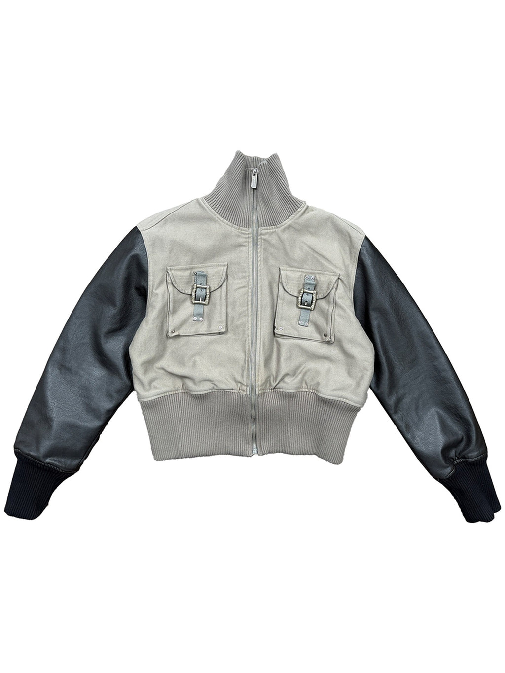 Leather-Sleeve Utility Jacket