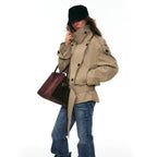 French Vintage Double-Breasted Cropped Trench Jacket