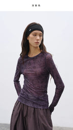 Round Neck Loose Vintage Geometric Print T-Shirt