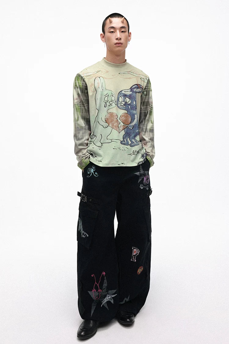 Sad Bunny Graphic Ribbed Long Sleeve T-Shirt – Dreamcore Style