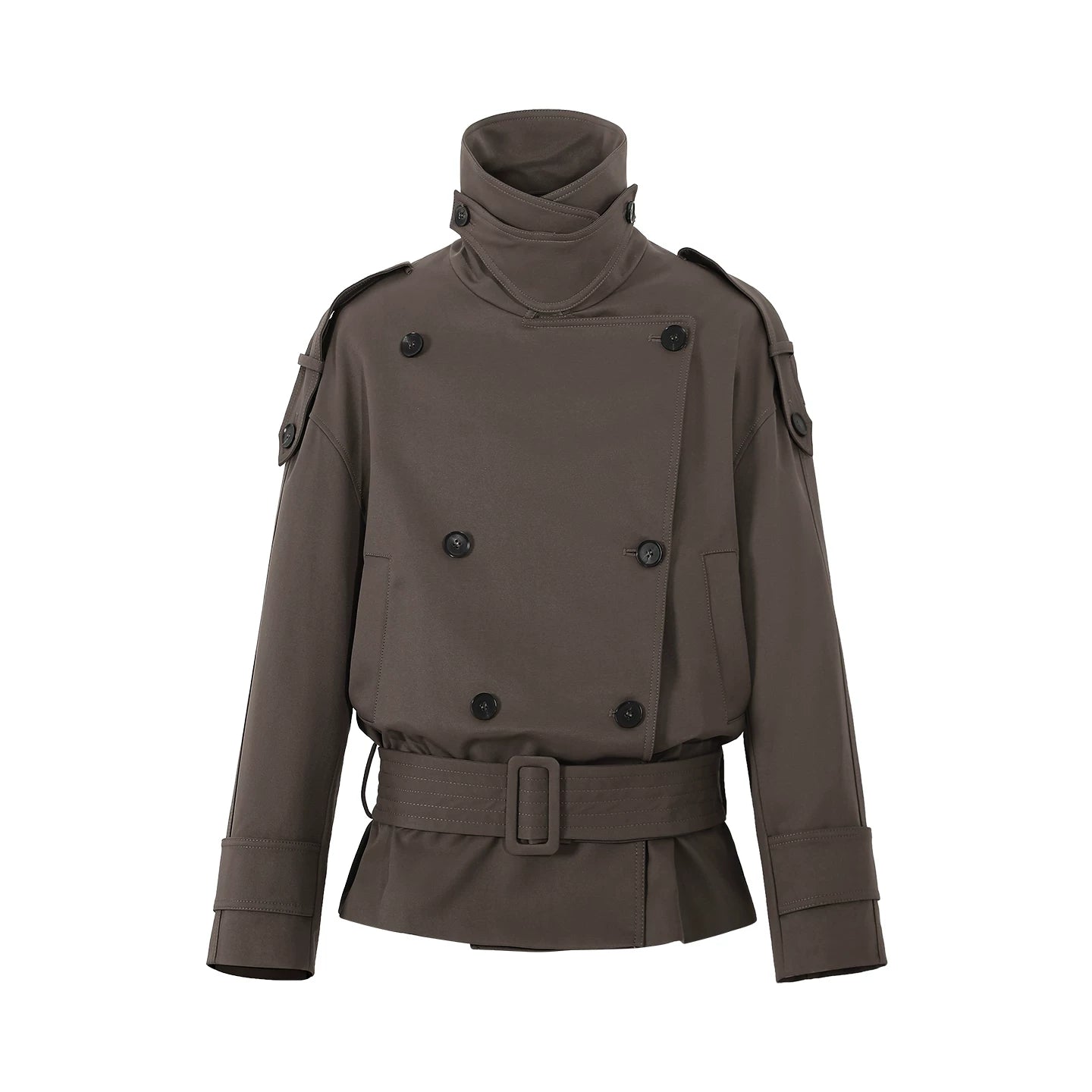 French Vintage Double-Breasted Cropped Trench Jacket Main image
