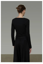 Minimalist Lace V-Neck Slim-Fit Knit Top