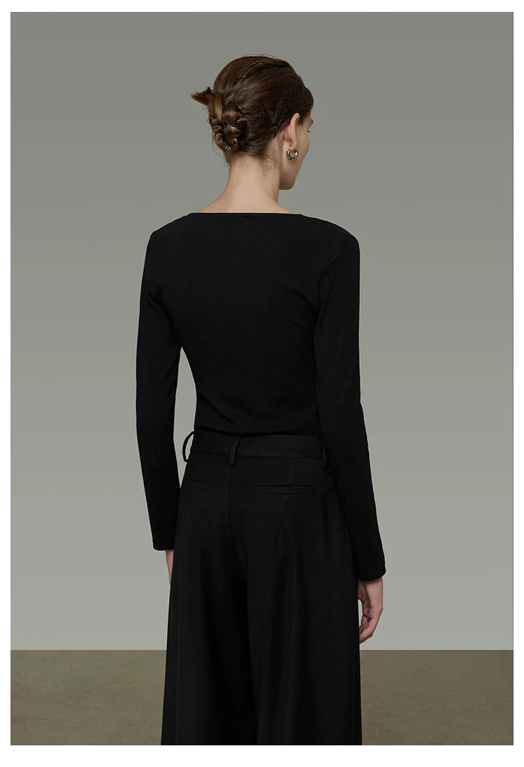 Minimalist Lace V-Neck Slim-Fit Knit Top