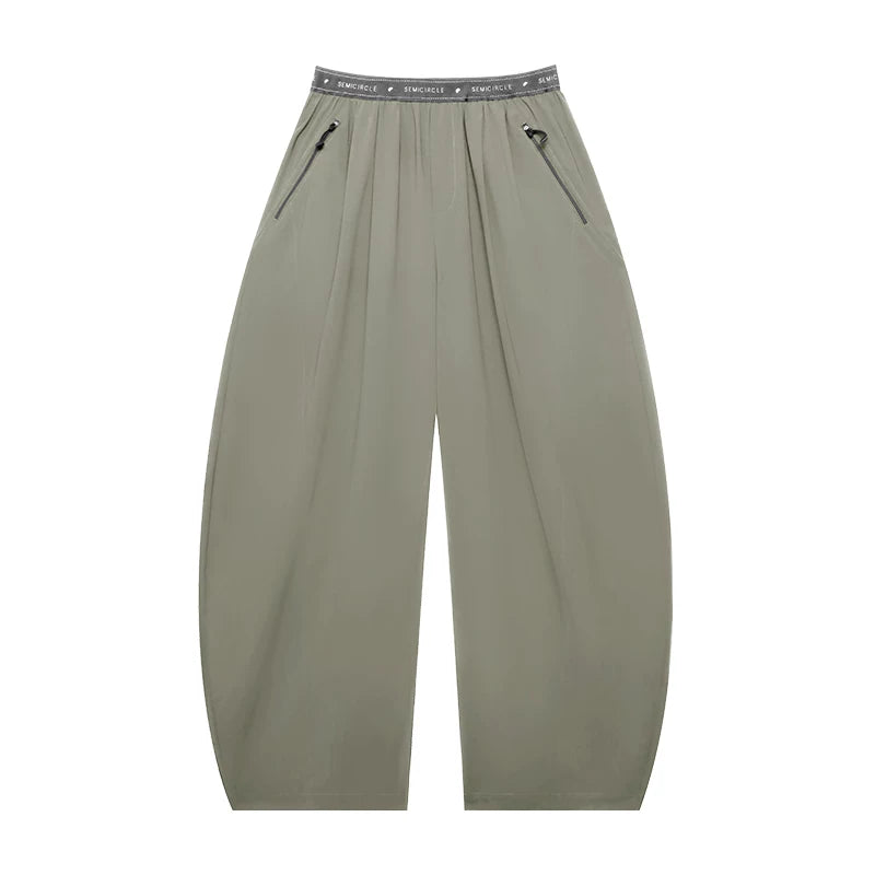 Loose Sun-Protective Cool Pants with Elastic Waist – Curved Casual Trousers