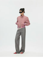 Vintage Washed Cropped Jacket with Plaid Lining