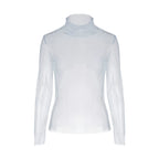 Sheer Mesh Mock Neck Long Sleeve Top
