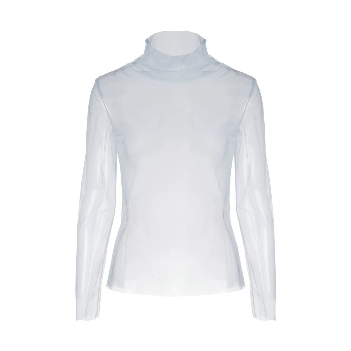 Sheer Mesh Mock Neck Long Sleeve Top
