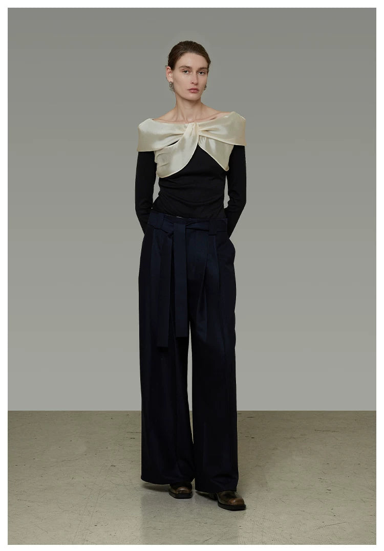 Spliced Off-Shoulder Knit Top
