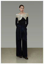 Spliced Off-Shoulder Knit Top
