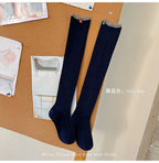 Fine Wool Knit Brown Crew Socks