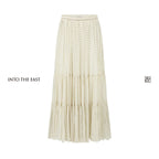 White Paisley Tiered Midi Skirt