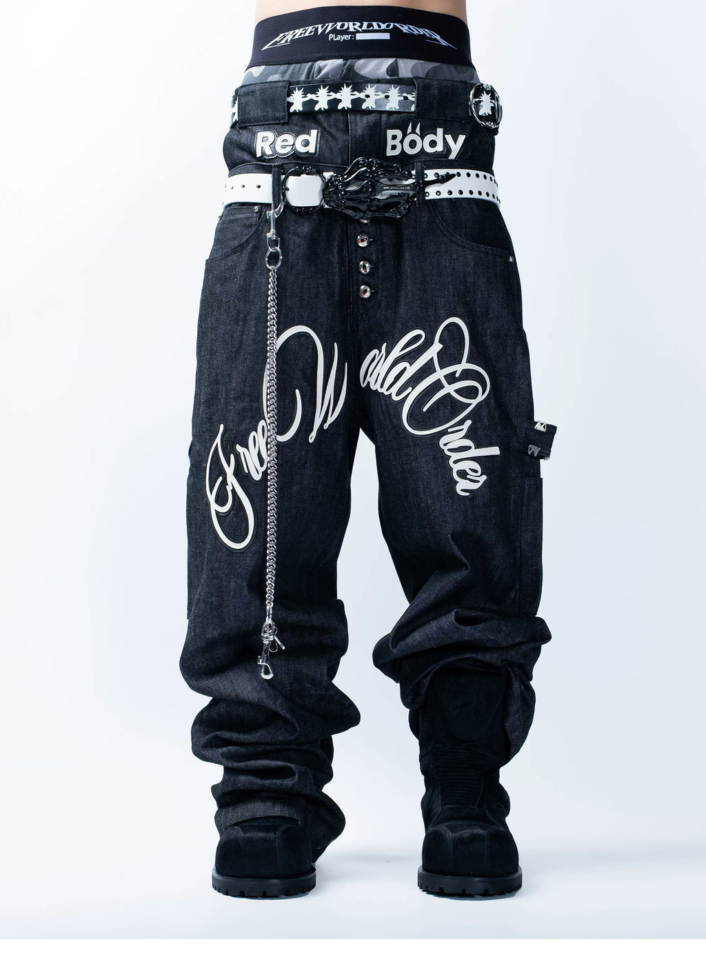 FVVO Skeleton Hand & Spikes Leather Belt