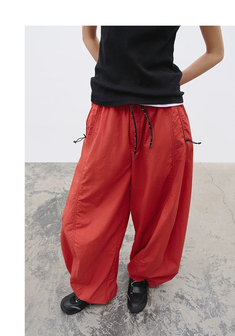 Loose Structured Panel Balloon Casual Pants
